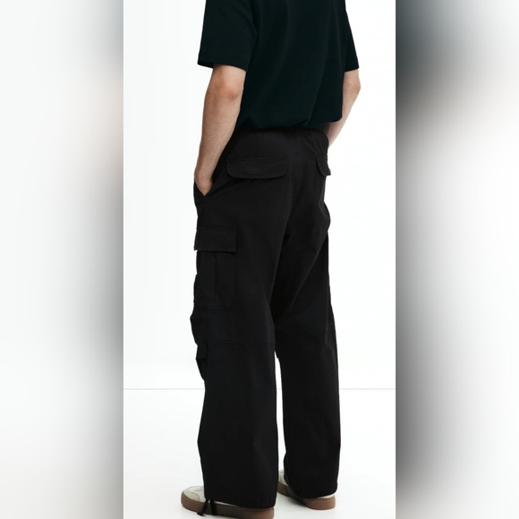 H&M Black Baggy Loose Fit Cargo Pants Medium - Picture 2 of 10